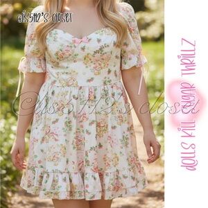 Dolls Kill x Strawberry Shortcake Kindred Friends Babydoll Mini Puff Dress 1X